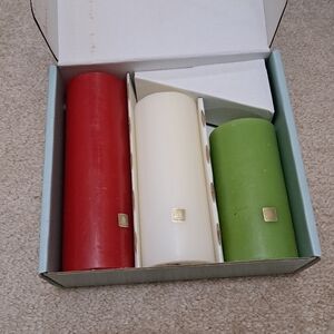 Partylite Candles Mini Pillar Garden Set Red Green White NIB